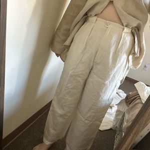 Vintage Cream Linen Pants